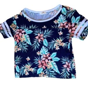 Women’s Navy Blue Hawaiian Print T-shirt